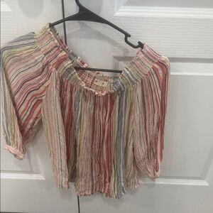 Colorful Striped Off-Shoulder Blouse